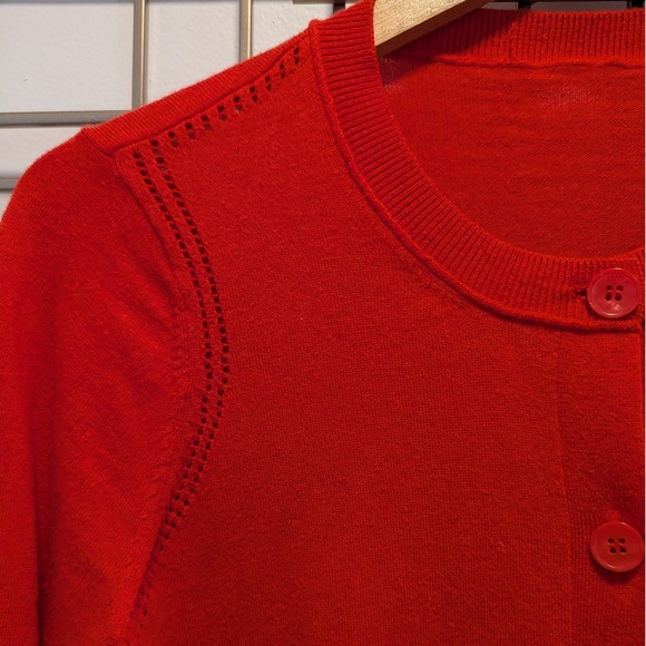 Sonia Rykeil Wool Cotton Blend Cardigan Sweater Red Button Front Women's Sz M - Picture 3 of 8